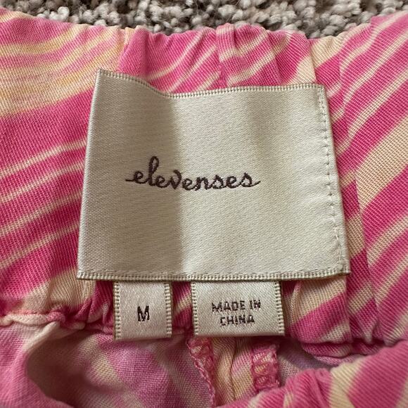 Elevenses Anthropologie pink & cream striped wide-leg pants size M - Picture 6 of 13